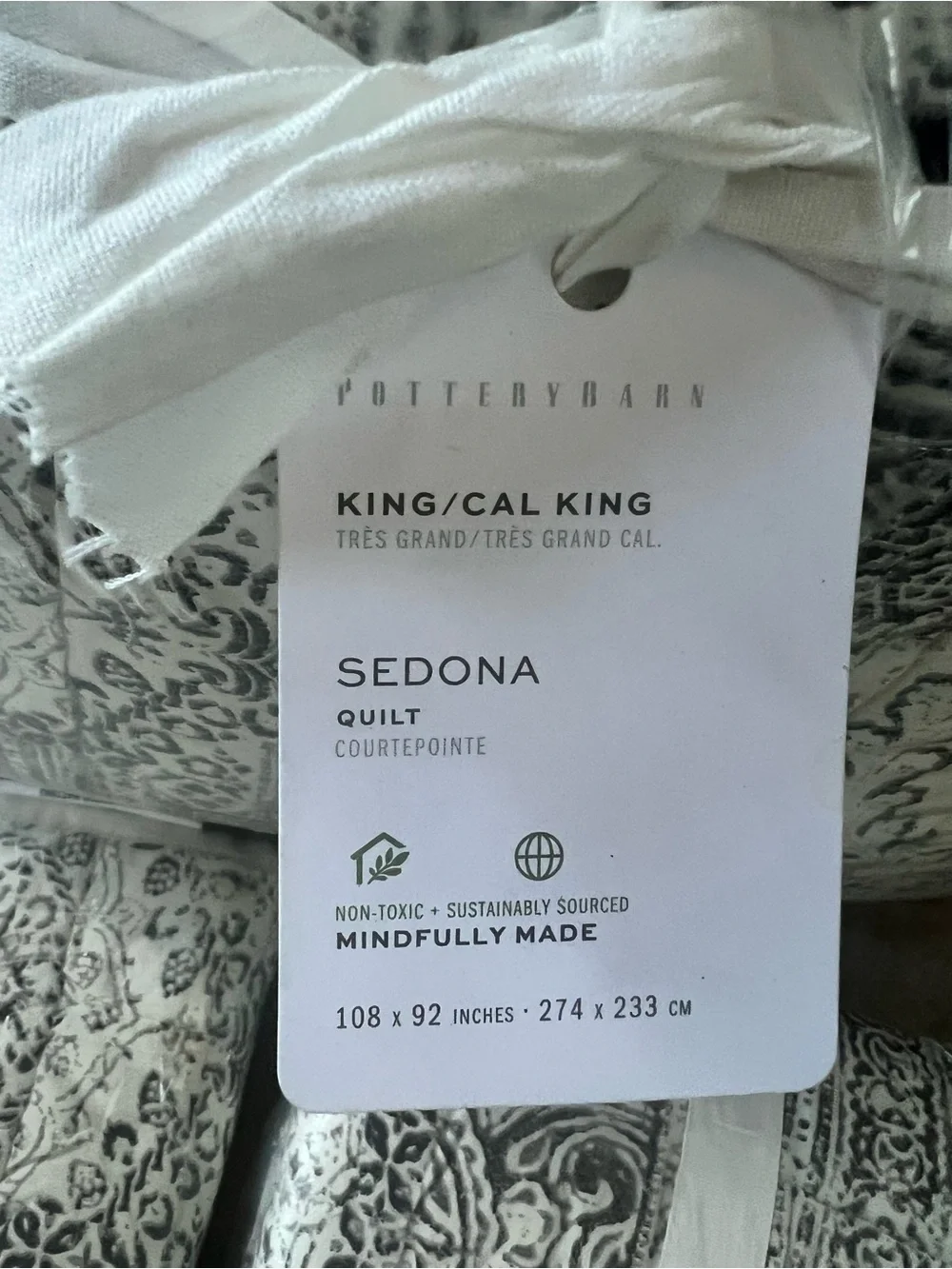 Pottery Barn Black and Cream Sedona Quilt and Shams